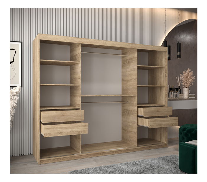 Dulap de haine 250 cm Toki (stejar sonoma + stejar sonoma)