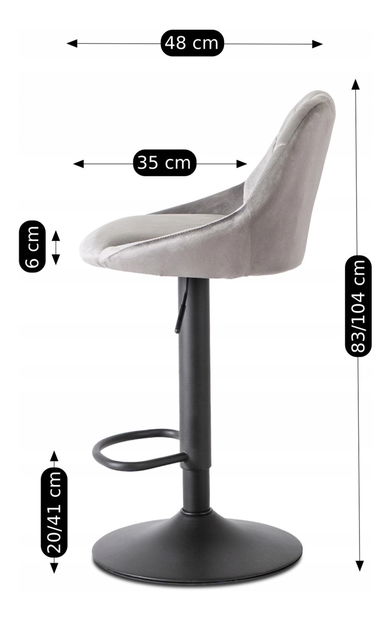 Scaun tip bar Edvina (gri) 