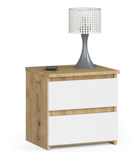 Nočný stolík Cleania CL2 (dub artisan + biela)