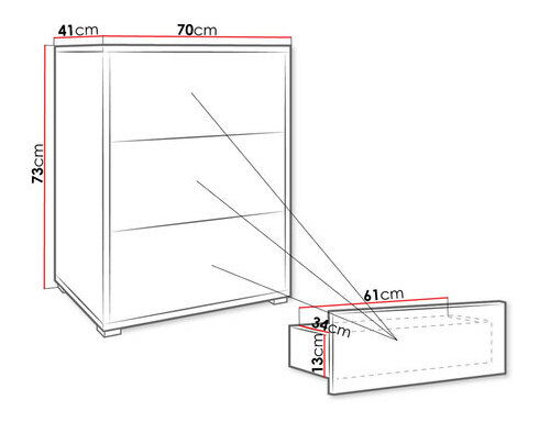 Fiókos komód Mirjan Alkyra K3SZ AK03 (fehér)