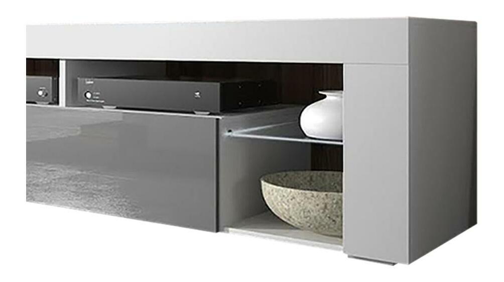 Masă TV Bionca (cu iluminat) (alb + gri)