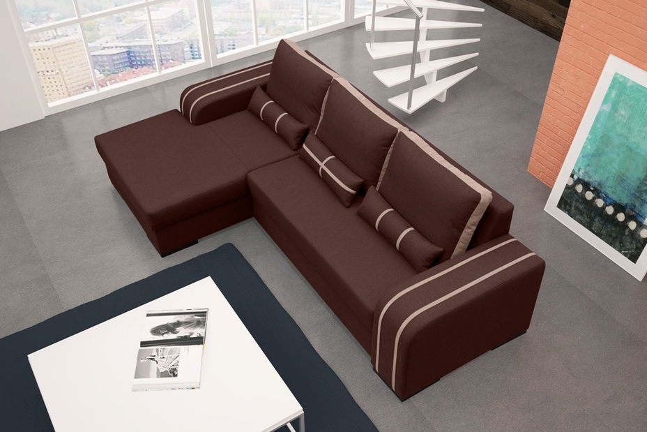 Sarokkanapé Vinita (sötétbarna + fehér) (B)