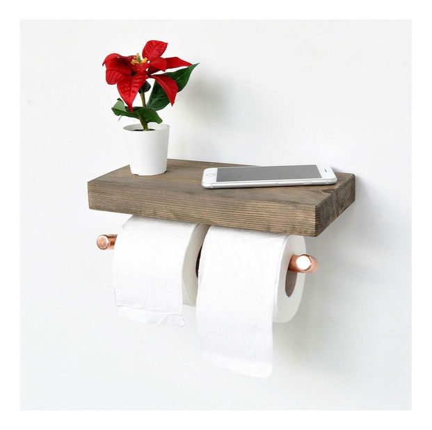 Zidni držač za wc papir Nenanu 20 (ružičasto zlato + orah)