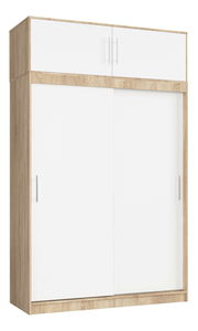 Dulap cu uși culisante (cu suprastructură) Severas (stejar sonoma + alb)