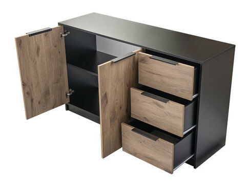 Comodă Pengasa 2D3S (Negru + Stejar viking) 