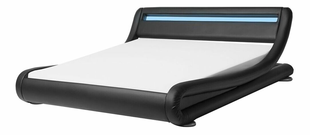 Manželská vodná posteľ 180 cm Anais (čierna ekokoža) (s roštom a matracom)