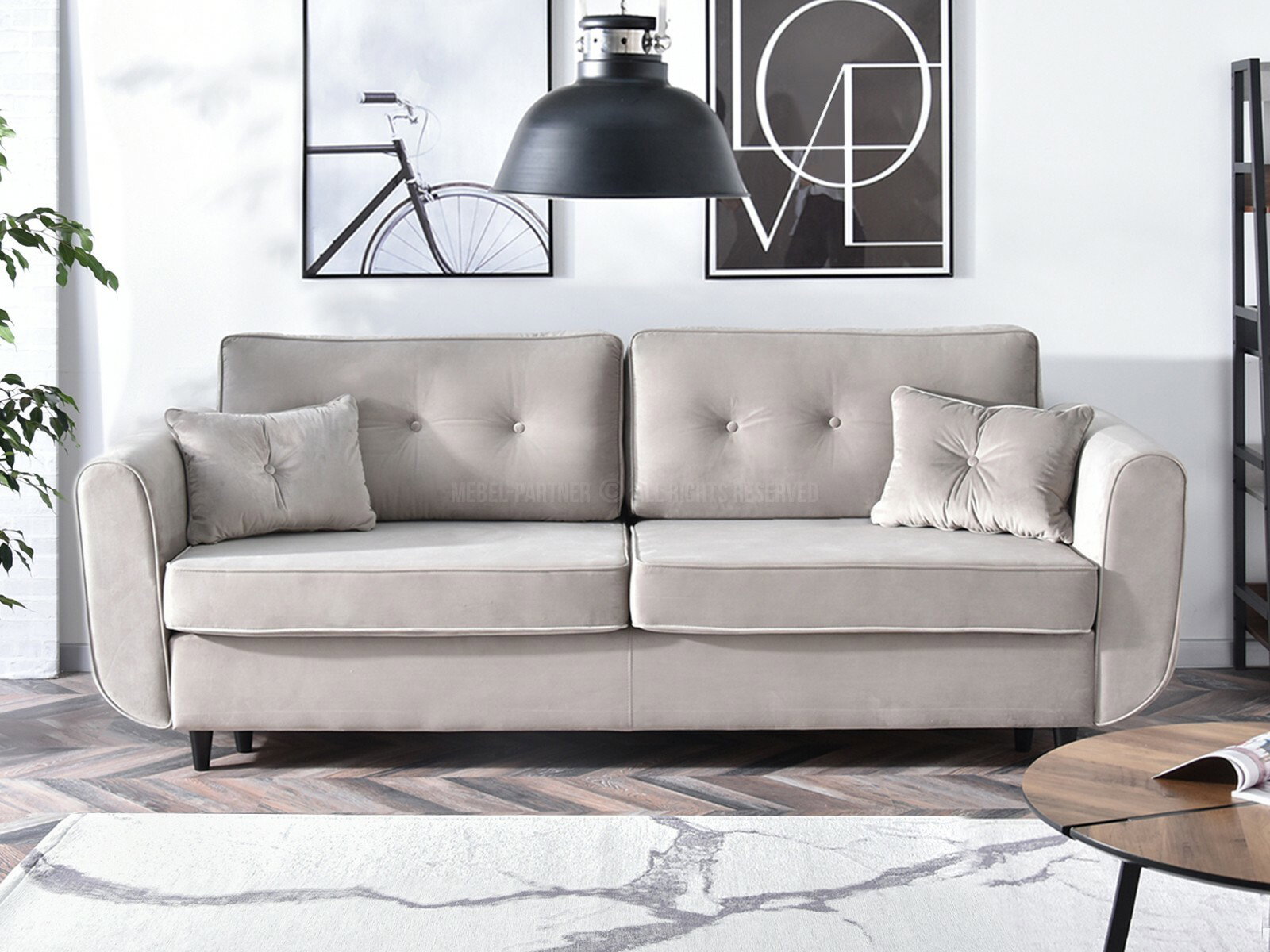 Kétszemélyes kanapé Bacteria (bézs + fekete)