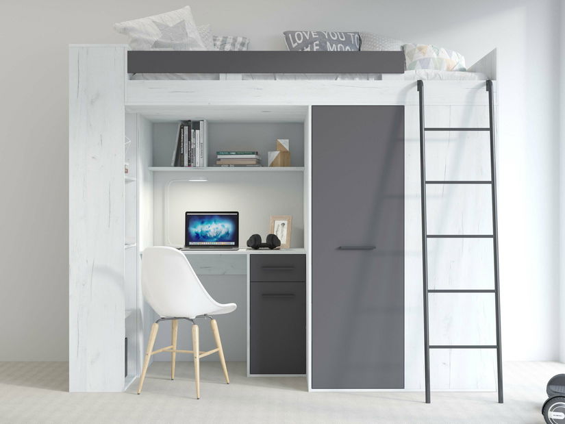 Poschodová posteľ 90 cm Vivian (P) (s roštom) (dub craft + grafit)