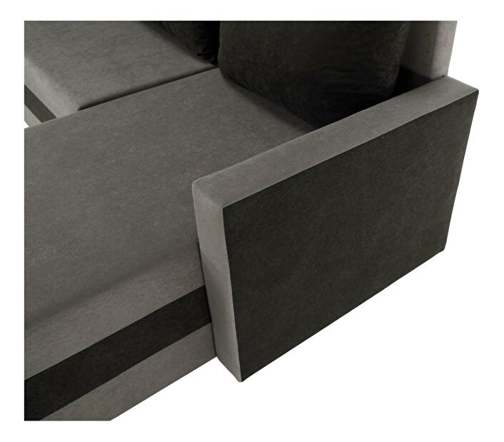 Rohová sedačka v tvare U Paulati (sivá + čierna) (rozkladacia s úl. priestorom)