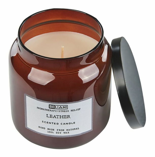 Set 2 buc lumânări parfumate măr/piele Arnfinn (maro)