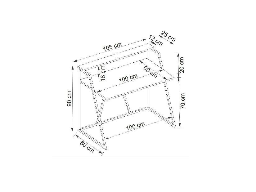 Radni stol Nidupe 4 (hrast safir + bijela) 