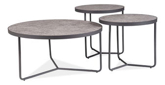 Set 3 buc. masă de cafea metalică Dania (Gri)
