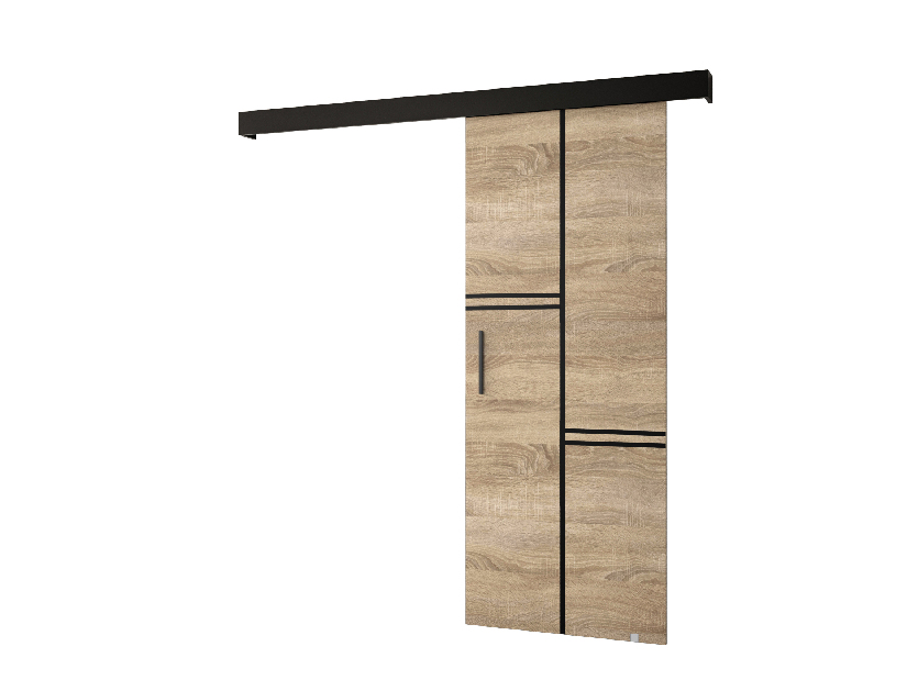 Uși culisante 90 cm Sharlene VIII (stejar sonoma + negru mat + negru)