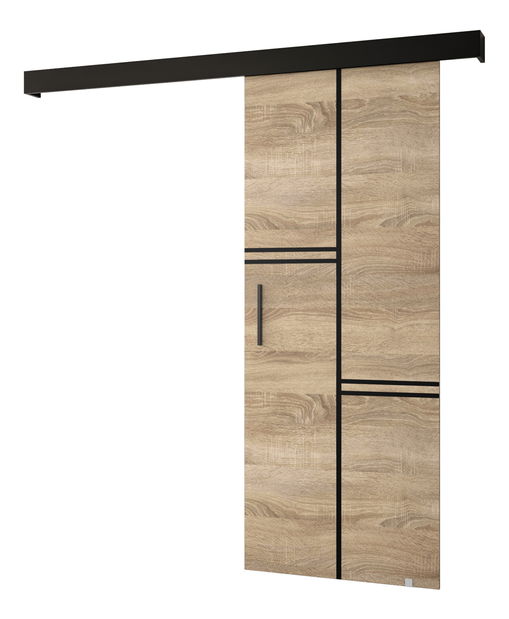 Uși culisante 90 cm Sharlene VIII (stejar sonoma + negru mat + negru)