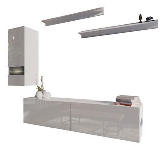 Set za dnevni boravak Damot (bijela + bijeli sjaj)