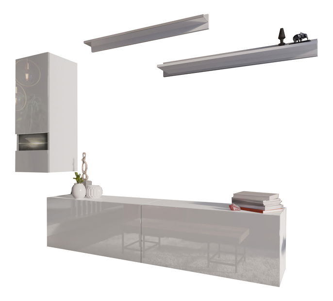 Set za dnevni boravak Damot (bijela + bijeli sjaj)