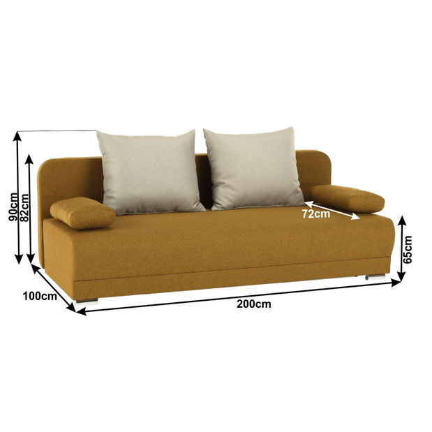 Canapea extensibilă Zarra (muștar) 