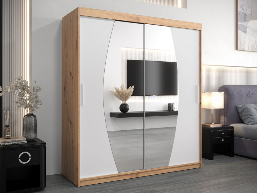 Dulap de haine 180 cm Eclipse (Stejar artisan + Alb mat)