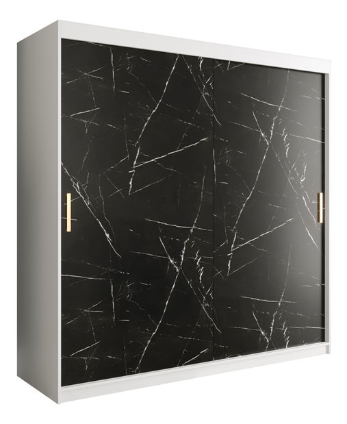 Dulap de haine 200 cm Marbelo T (mat alb + marmură neagră)