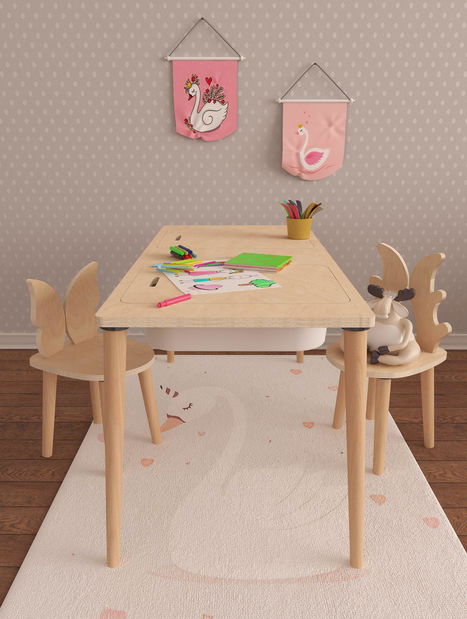 Dječji kreativni stol s 2 stolice Tevenko 1 (breza)