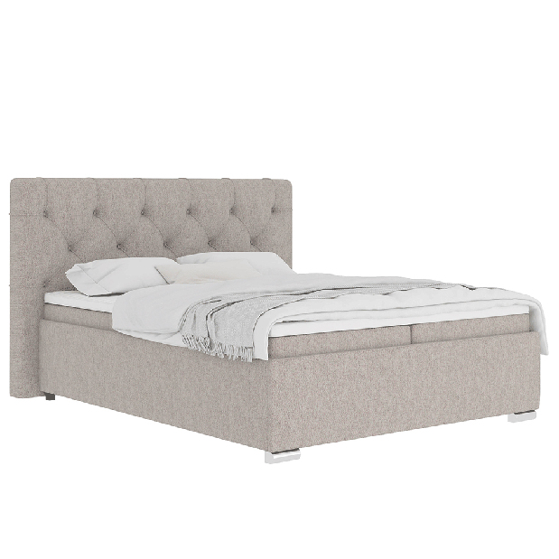 Franciaágy Boxspring 160 cm Morrea (szürkésbarna) (matraccal)