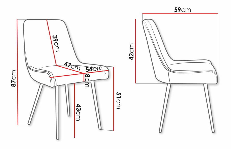 Set 3 buc scaune sufragerie Archie DC 1148 (Gri + auriu) 