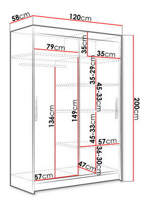 Ormar za garderobu Avela I (crna) (led rasvjeta rgb šareno)