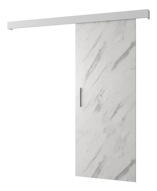 Posuvné dvere 90 cm Sharlene I (mramor biely + biela matná + strieborná)