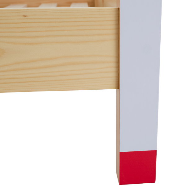 Pat pentru copii 90 cm Facilmente (natural + albastru + roșu) (cu somieră)