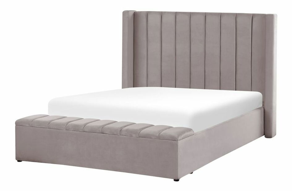 Manželská posteľ 140 cm NAIROBI (textil) (sivá) (s roštom)