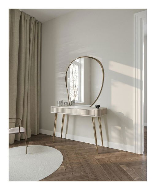 Masă de toaletă Oglio O6 (gri bej + auriu)