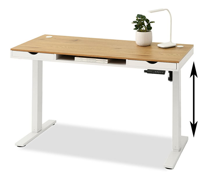 PC asztal Osto 140 (fehér tölgy + fehér)