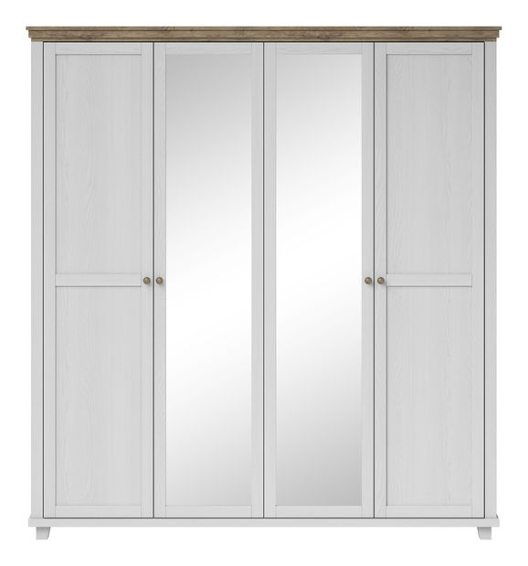 Ruhásszekrény tükörrel Elvina S Typ 2 (fehér hamu + lefkas tölgy)