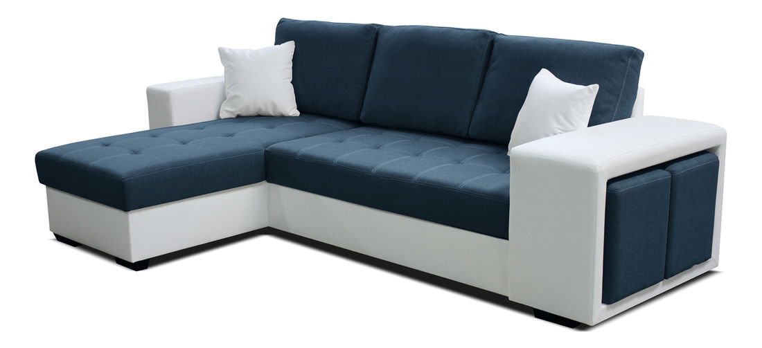 Rohová sedačka Thema Lux L+2F (modrá + biela) (L)