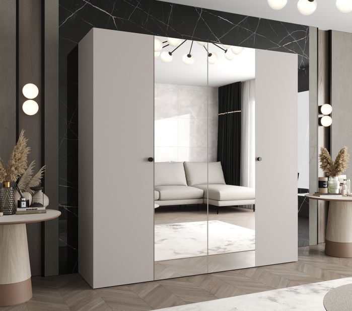 Dulap de haine 200 cm Parna 2 (Cașmir + Negru)