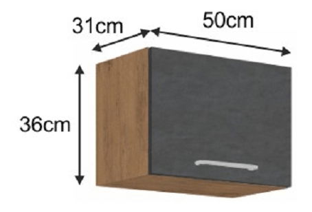 Horná kuchynská skrinka 50 GU-36 1F Velaga (sivá matná + dub lancelot) *výpredaj