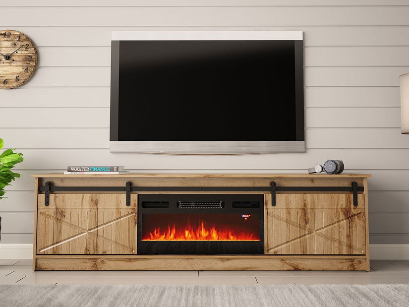 Masă TV cu șemineu electric Selwyn (wotan)