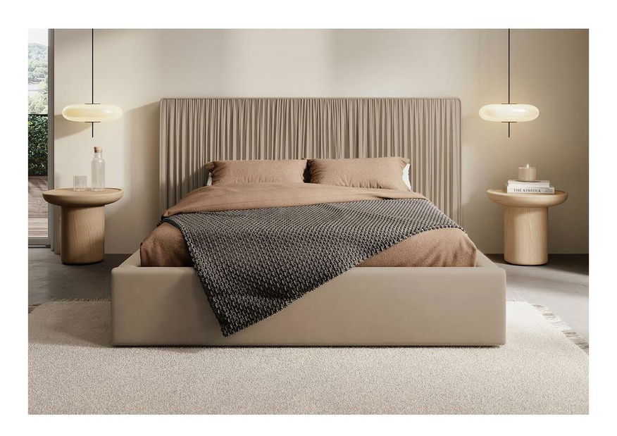 Franciaágy 180 cm Thala 180 (ágyráccsal) (tárolóhellyel) (taupe zöld + fekete)