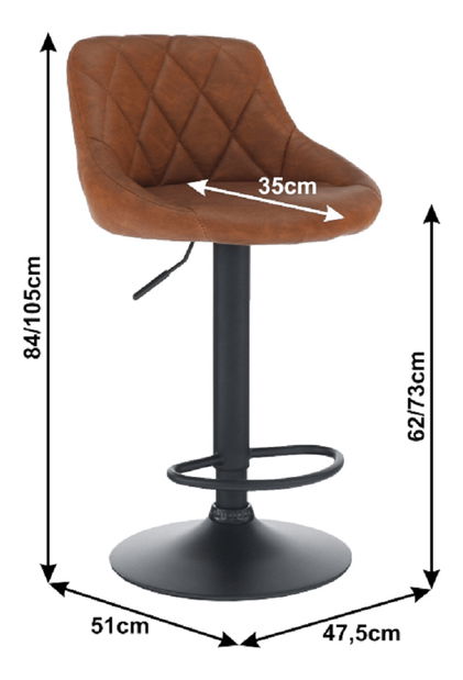 Barová stolička Teken (koňaková + čierna)