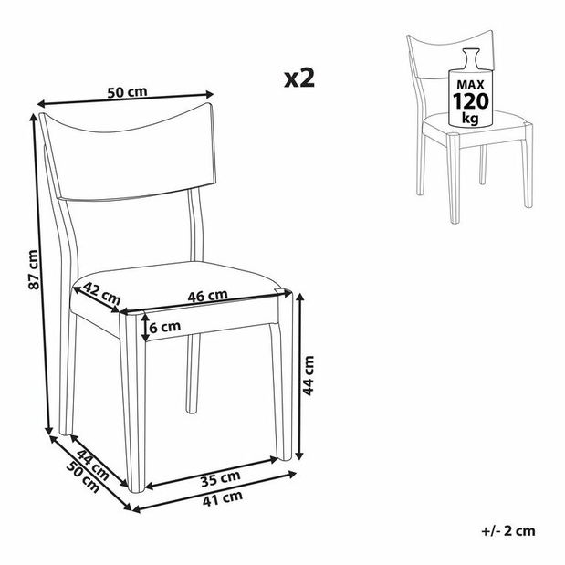 Set 2 buc scaune de sufragerie Emery (lemn închis) *vânzare stoc