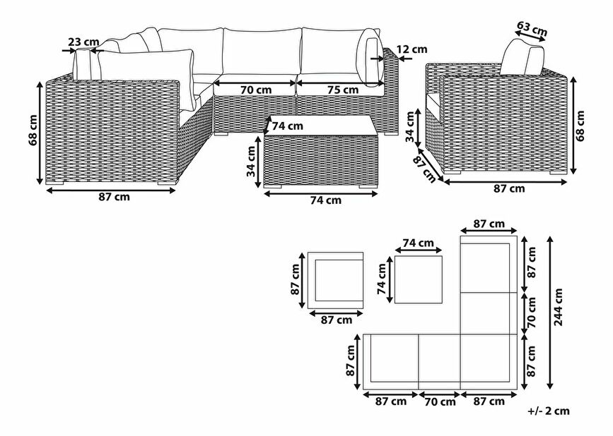 Set mobilier de grădină Cathryn (maro)