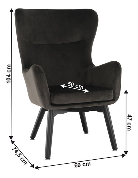 Dizajnové kreslo ušiak Terika (sivohnedá)