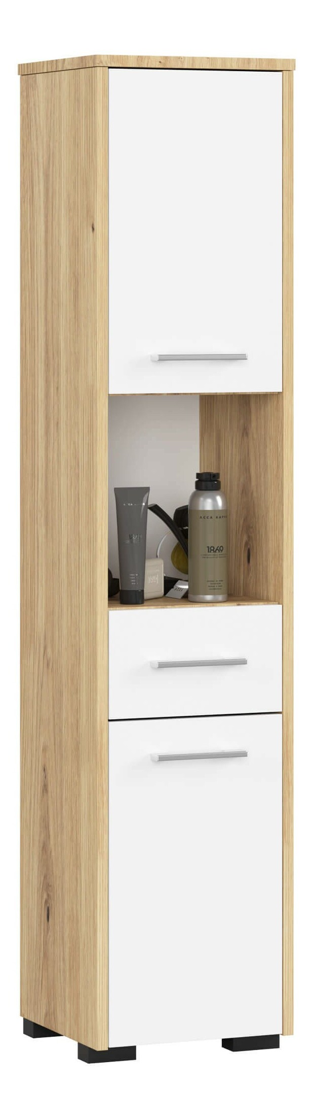 Kúpelňová skrinka Fulgor 2D 1SZ 1W (dub artisan + biela)