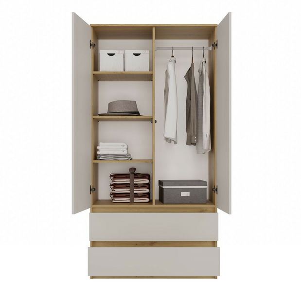 Dulap de haine Musecalo 1 (stejar artisan + cashmir)