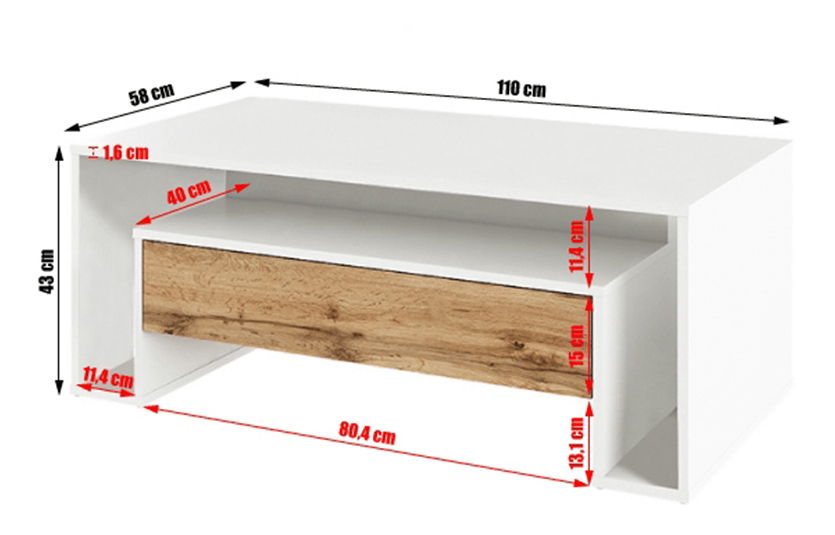 Masă de cafea Dawin (alb)