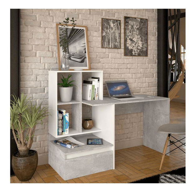 PC asztal Nacio (beton + fehér) 