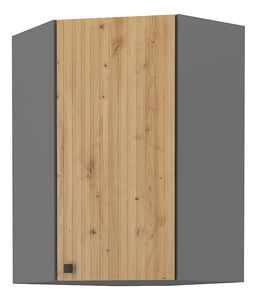 Rohová horná kuchynská skrinka Avantoe 58x58 GN-90 1F (Dub artisan + Antracit)