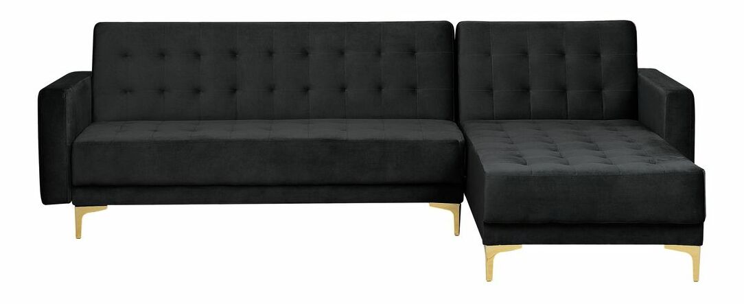 Colțar cu taburete Aberde (catifea Negru) (S)