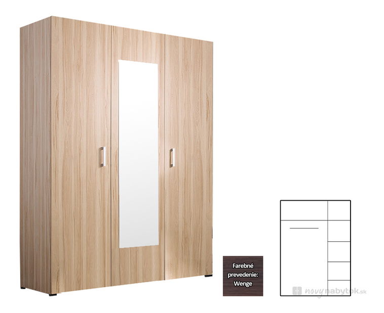 Šatníková skriňa BRW Libera SZF3D (wenge) *výpredaj