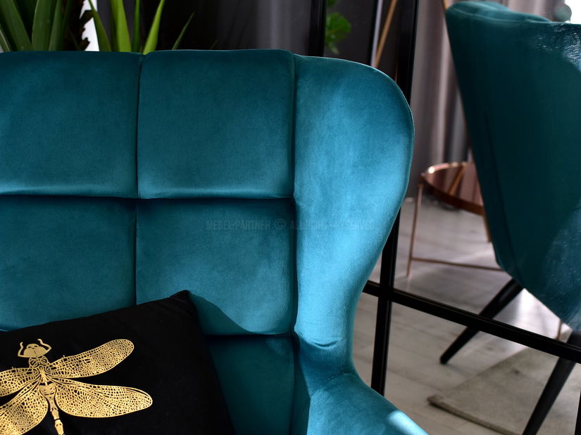 Kreslo Kikino (tyrkysová + čierna)